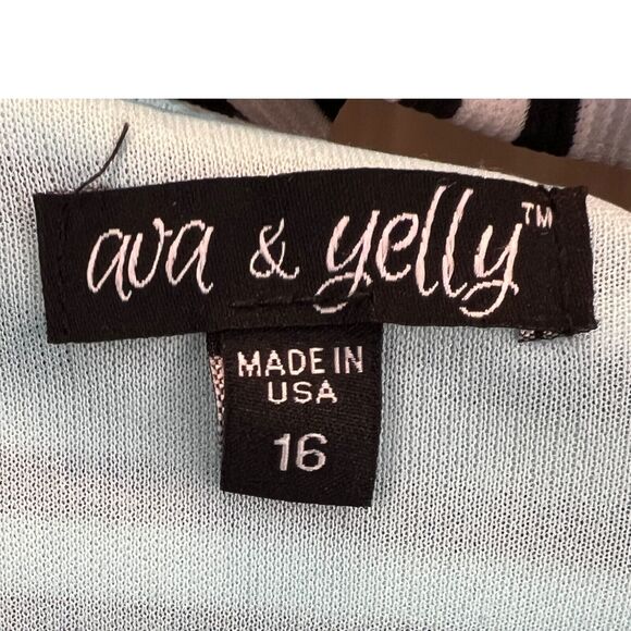 Ava & Yelly Girls Dress Size 16 Black White Stripe Romper Twirl Peplum USA - Picture 4 of 4